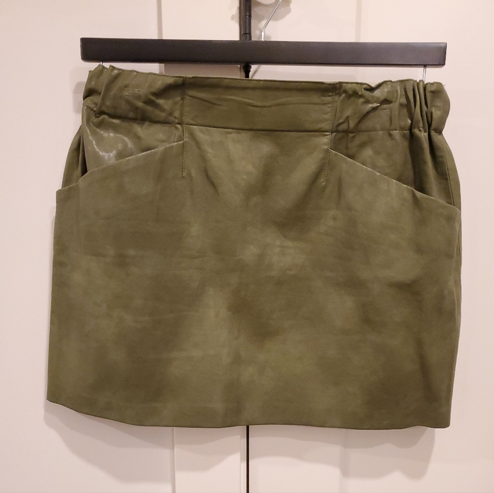 Zara- Olive Green Faux Leather Mini